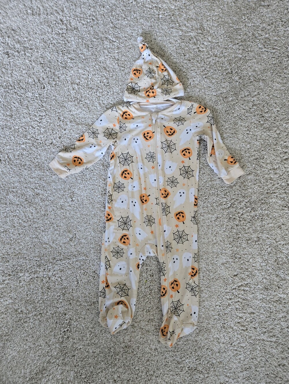 Bamboo 6-9 Month Halloween Ghost & Pumpkin Footed Outfit